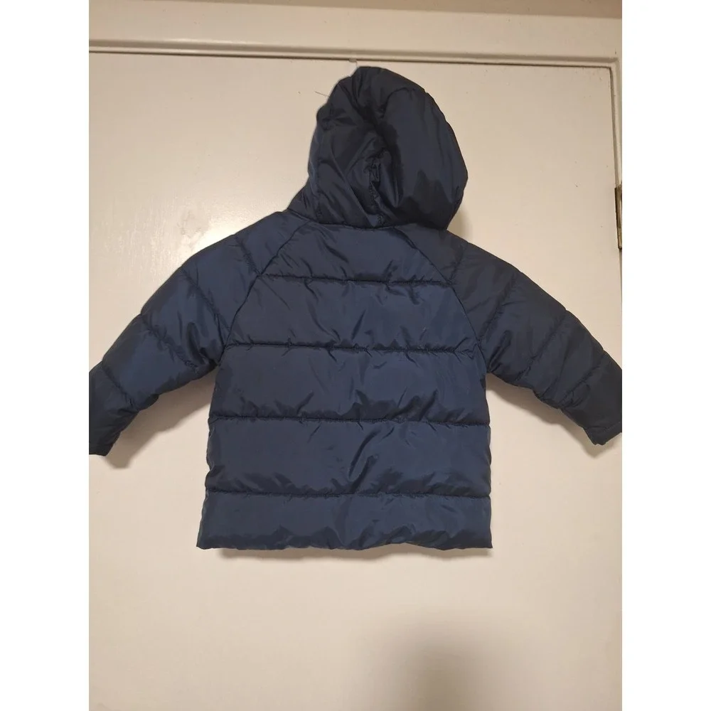 Wonder Nation Toddler 3T Puffer Jacket Navy Blue Hooded Fleece Lined Coat Zip